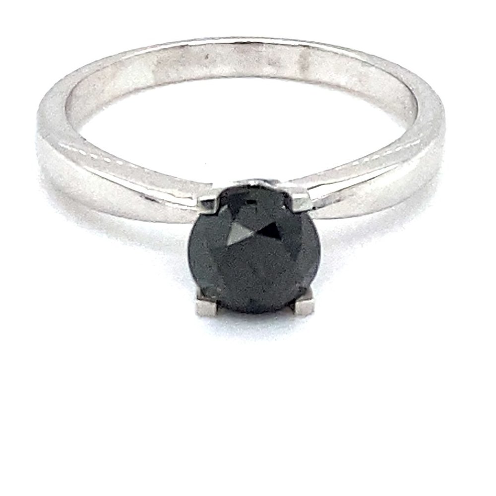 Black Diamond 1.30ct Solid 14K White Gold Ring
